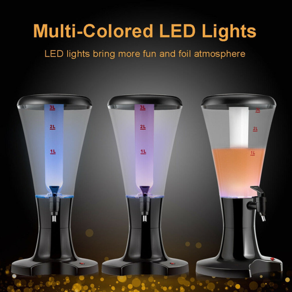 Bier-Zapfsäule mit LED-Beleuchtung (2er-Set)