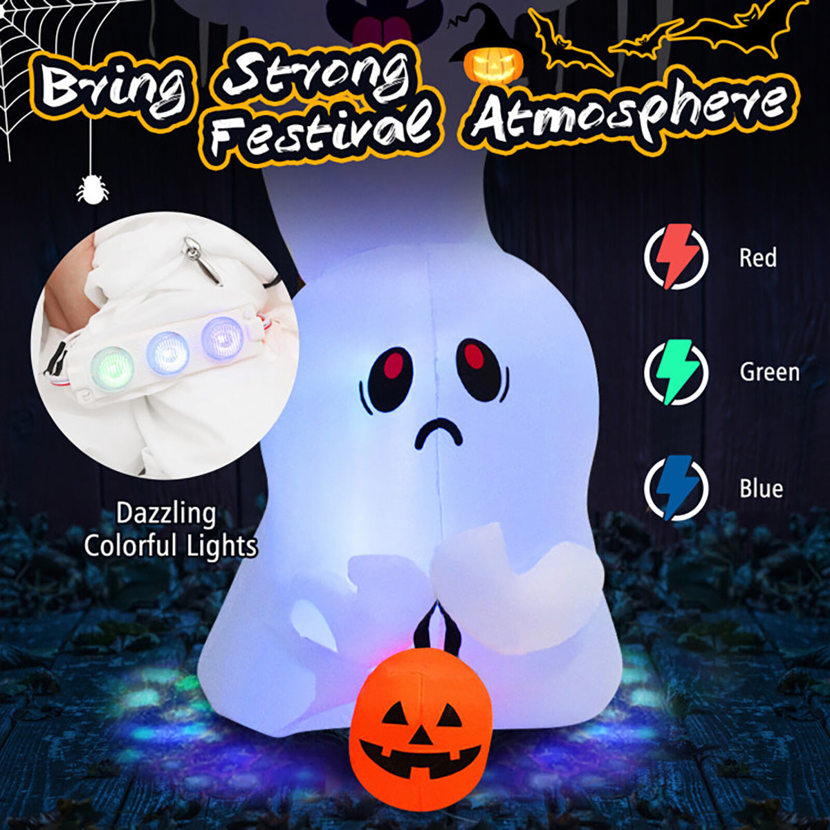 10' Inflatable Halloween Overlapping Ghosts