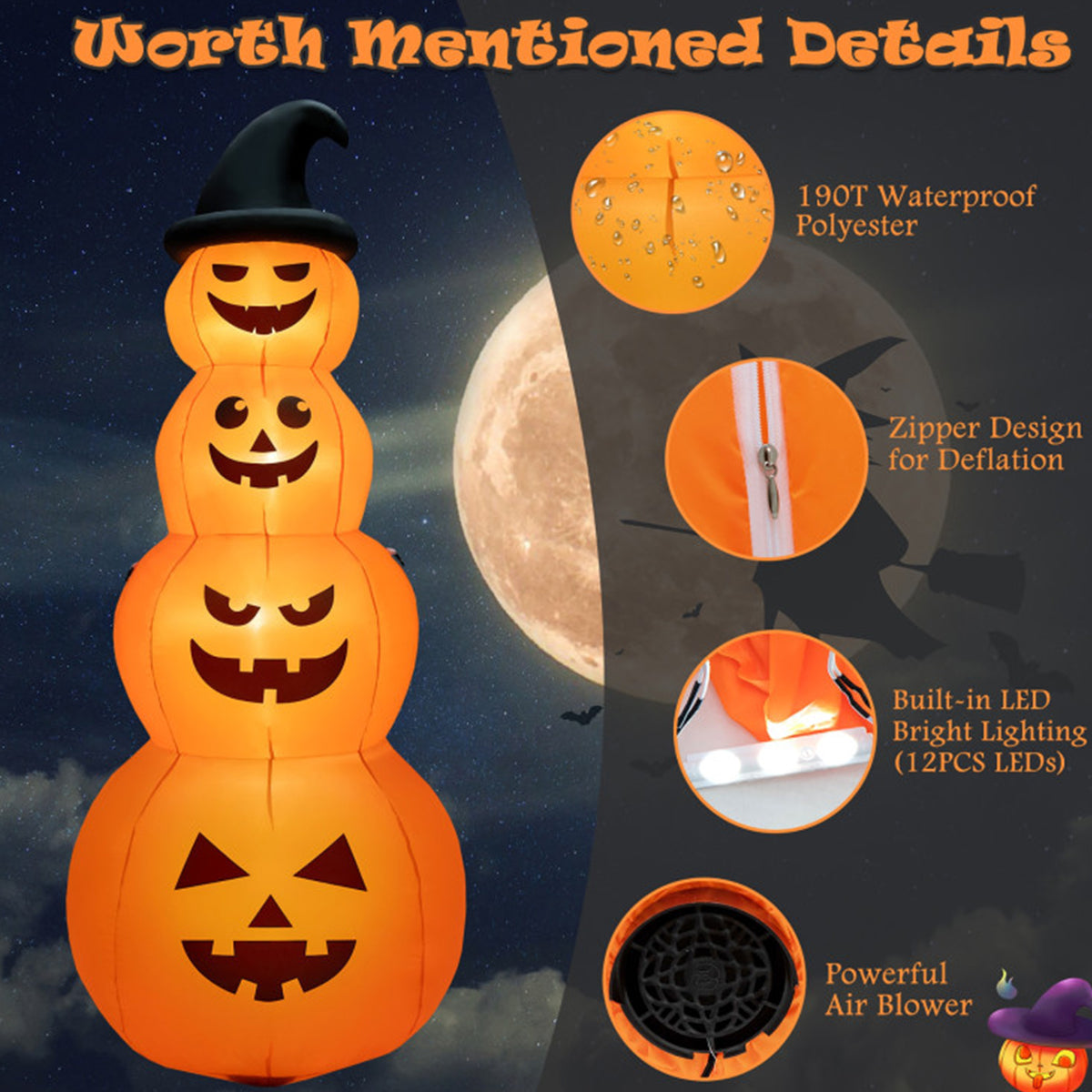 8' Opblaasbare Halloween-pompoentoren