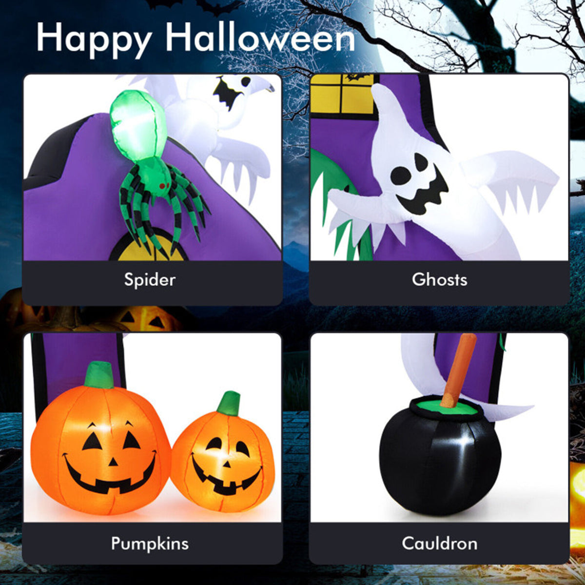 9' Aufblasbarer Halloween-Burg-Torbogen