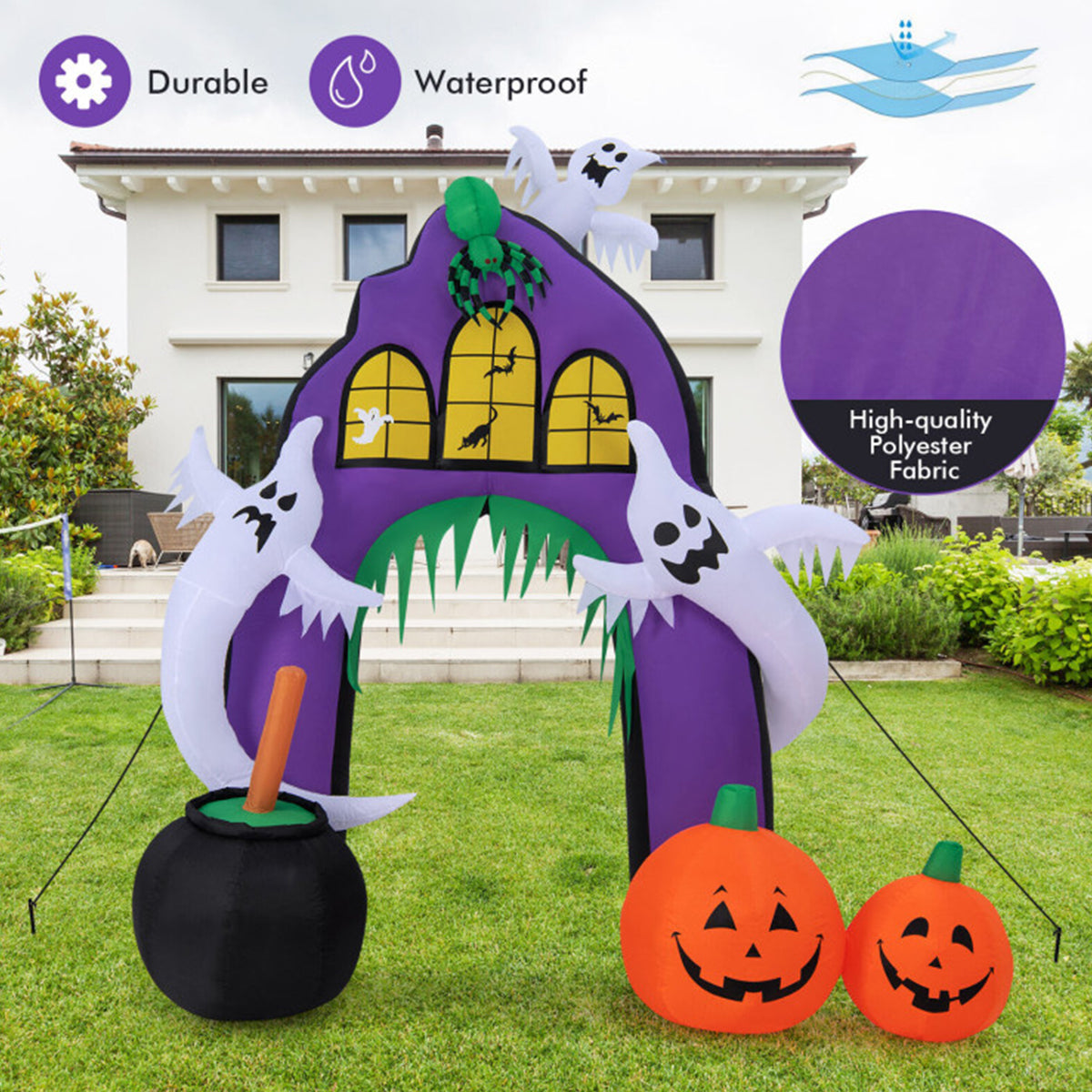 9' Aufblasbarer Halloween-Burg-Torbogen