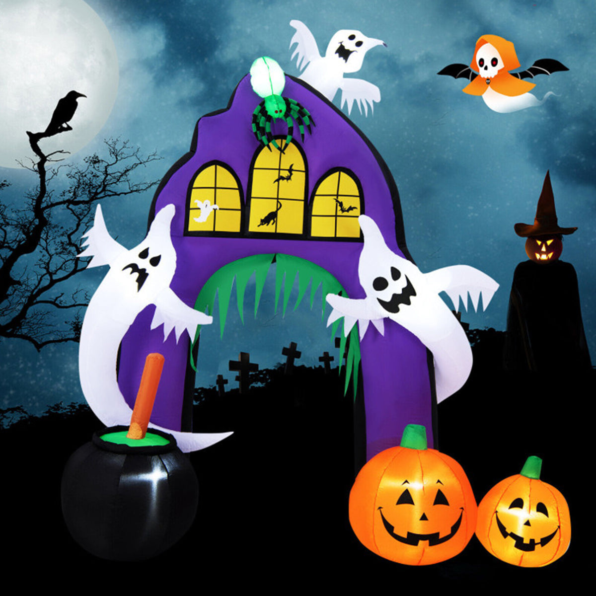 9' Aufblasbarer Halloween-Burg-Torbogen