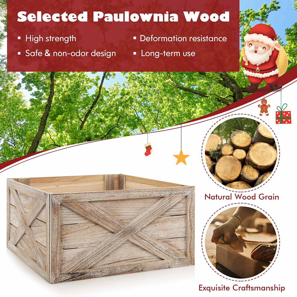 28,5'' Weihnachtsbaum-Manschette aus Holz
