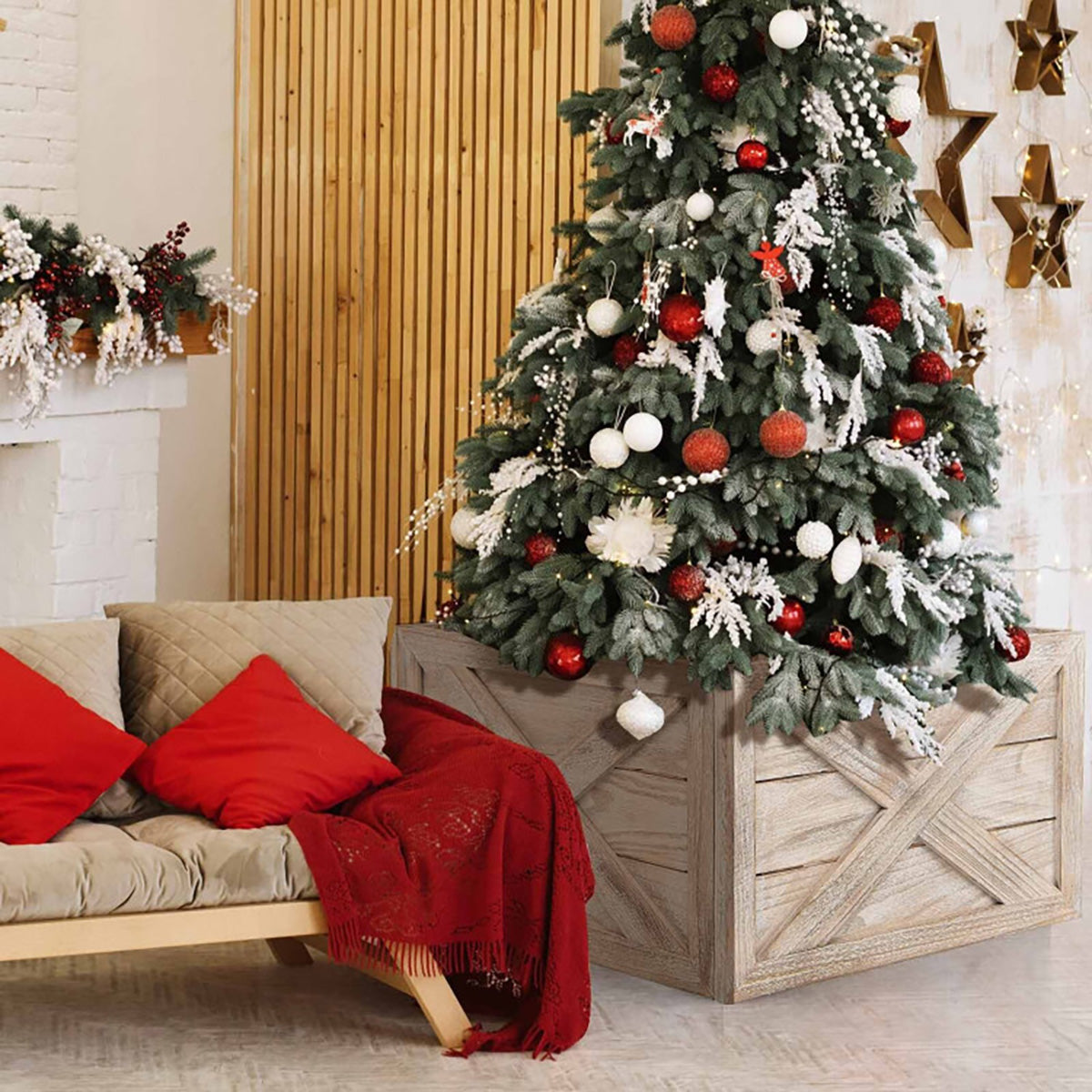 28,5'' Weihnachtsbaum-Manschette aus Holz