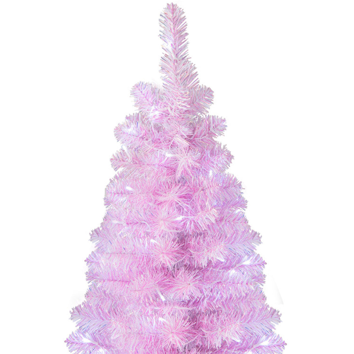 210 cm roze kunstkerstboom, slank model, met ingebouwde verlichting