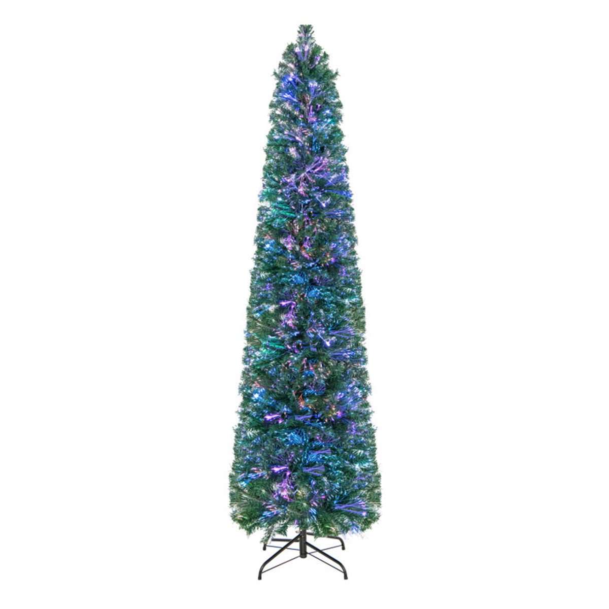 7' Pre-lit Artificial Pencil Christmas Tree with Fiber Optics
