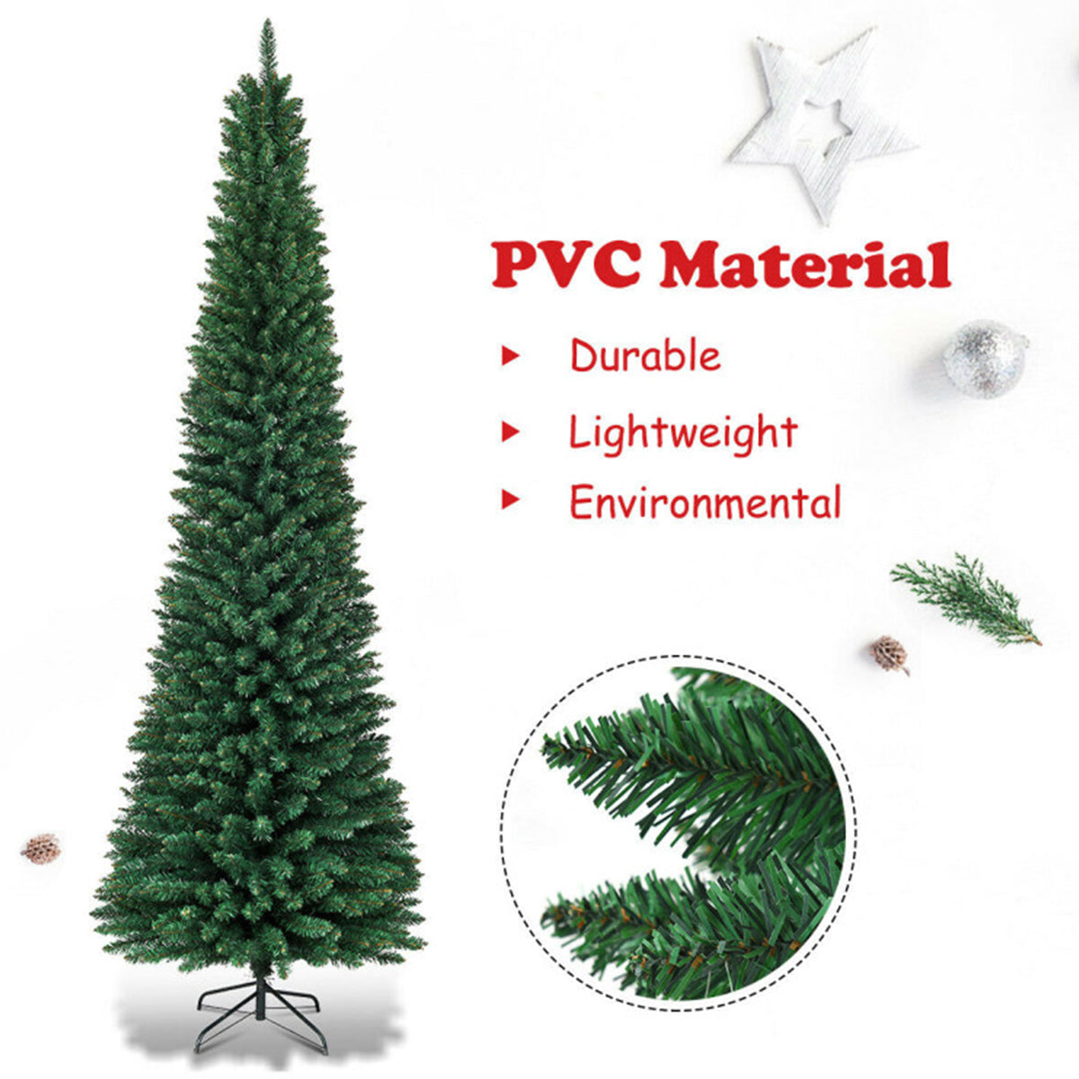 Kunstkerstboom (smal model) van 210 cm