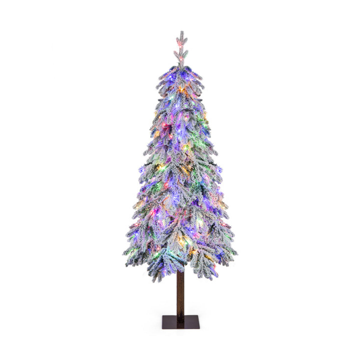 6' Pre-lit Artificial Flocked Hinged Christmas Tree