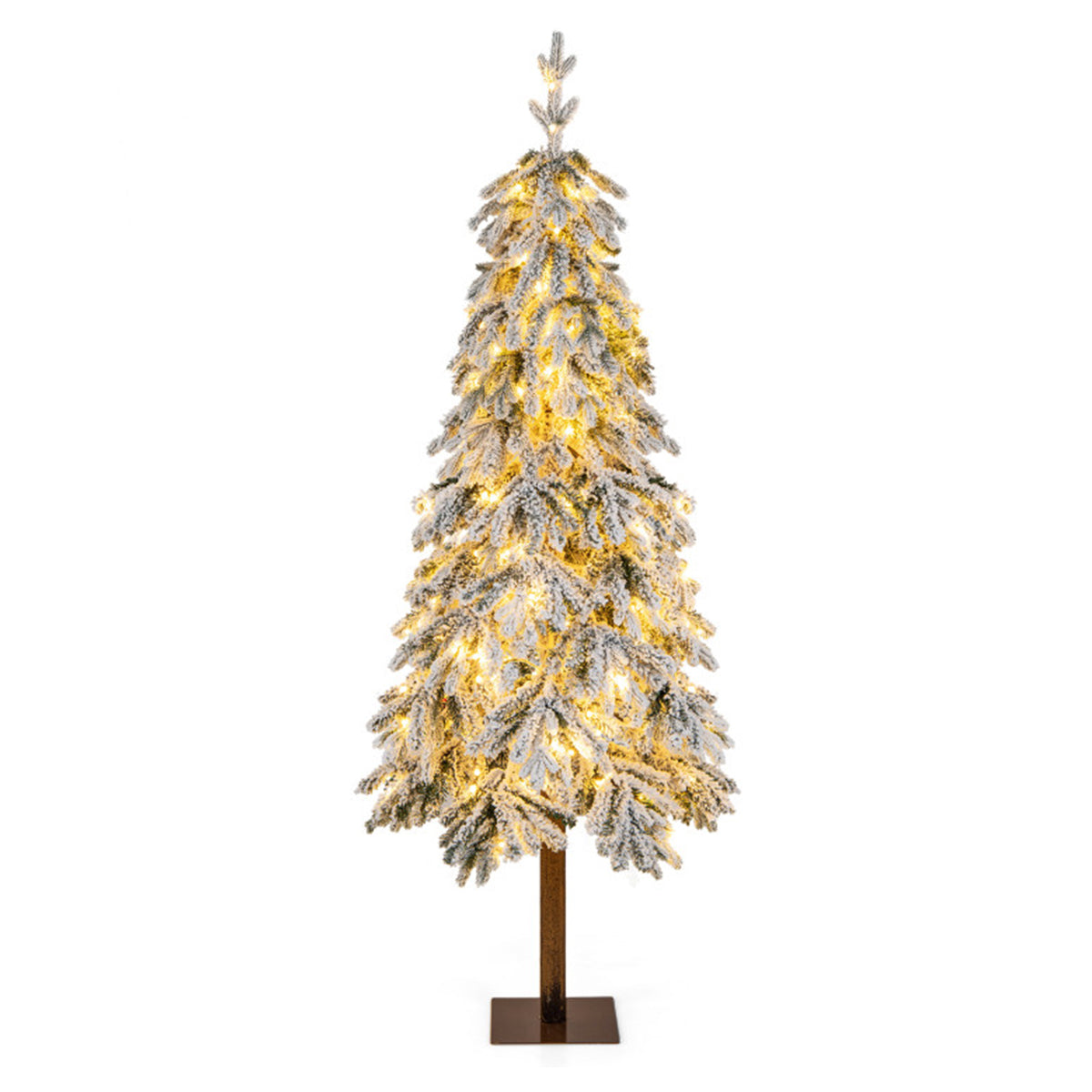 180 cm kunstkerstboom met sneeuw, scharniersysteem en verlichting