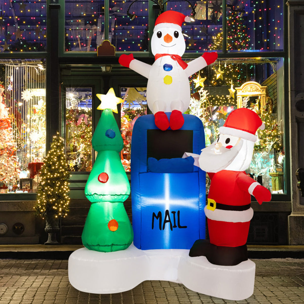 6' Inflatable Christmas Mailbox Santa and Snowman