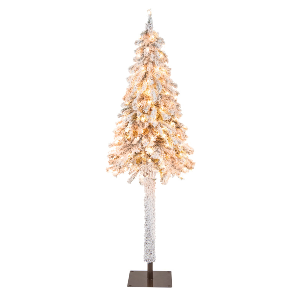 180 cm künstlicher, beflockter Pencil-Weihnachtsbaum mit Beleuchtung