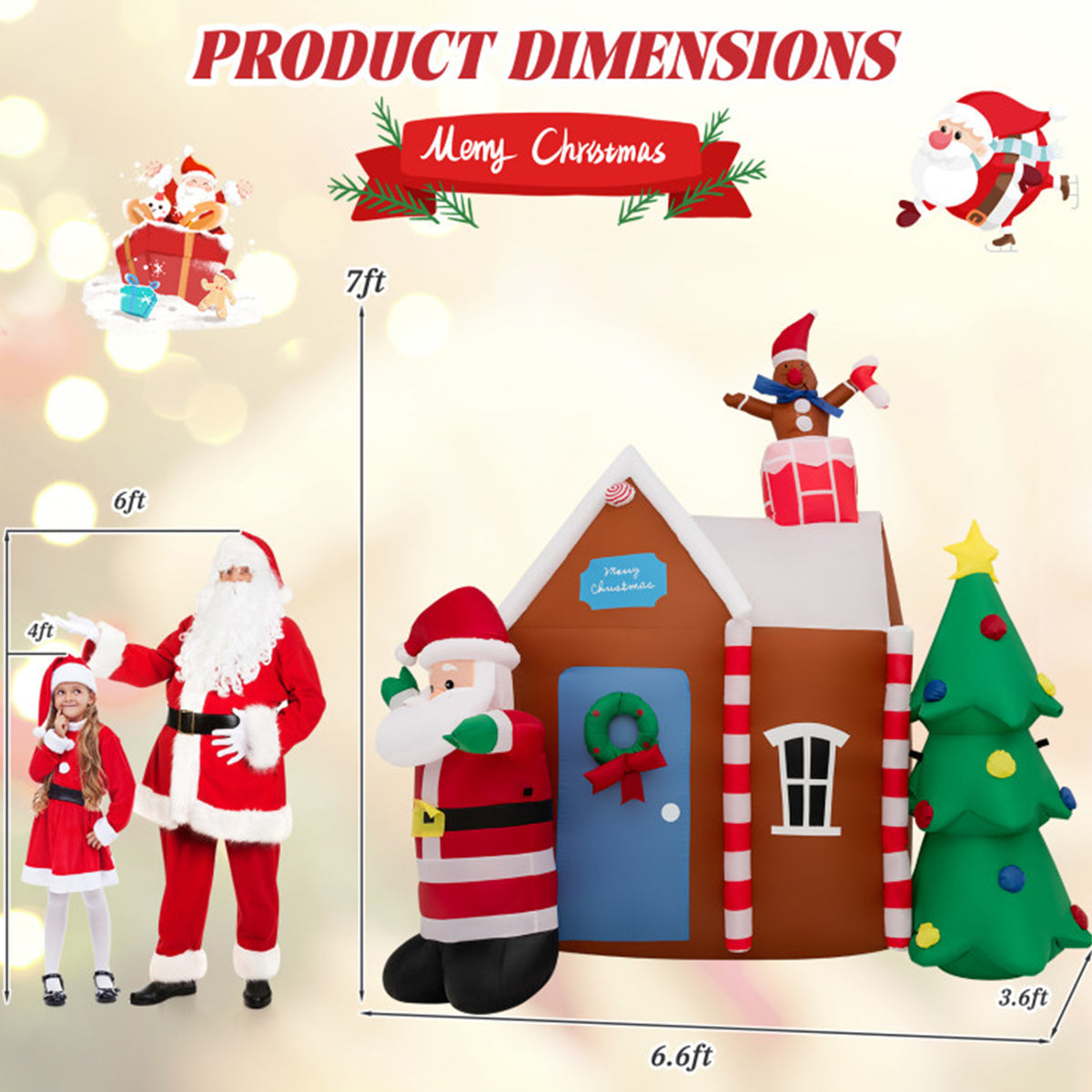 7' Inflatable Christmas Gingerbread House