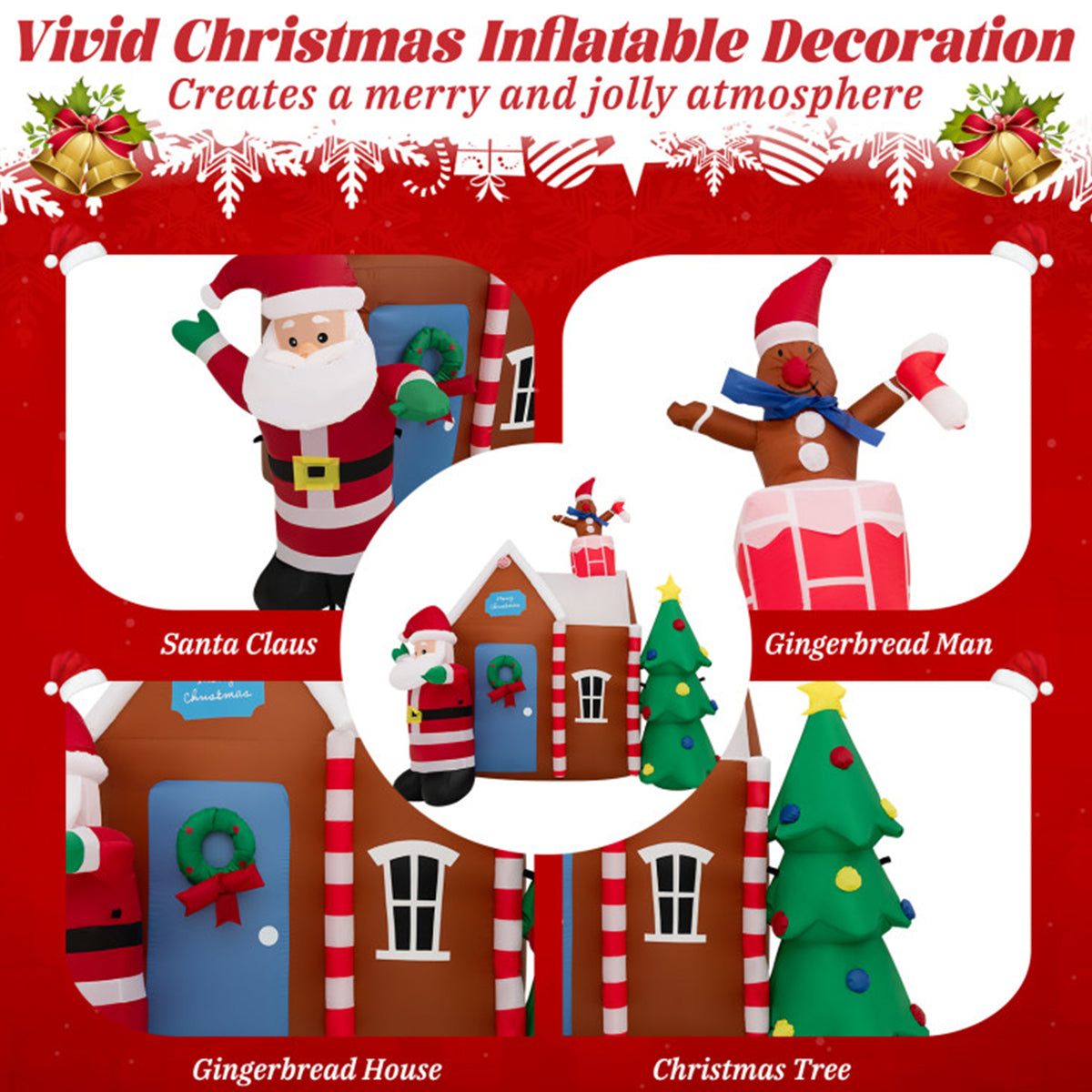 7' Inflatable Christmas Gingerbread House