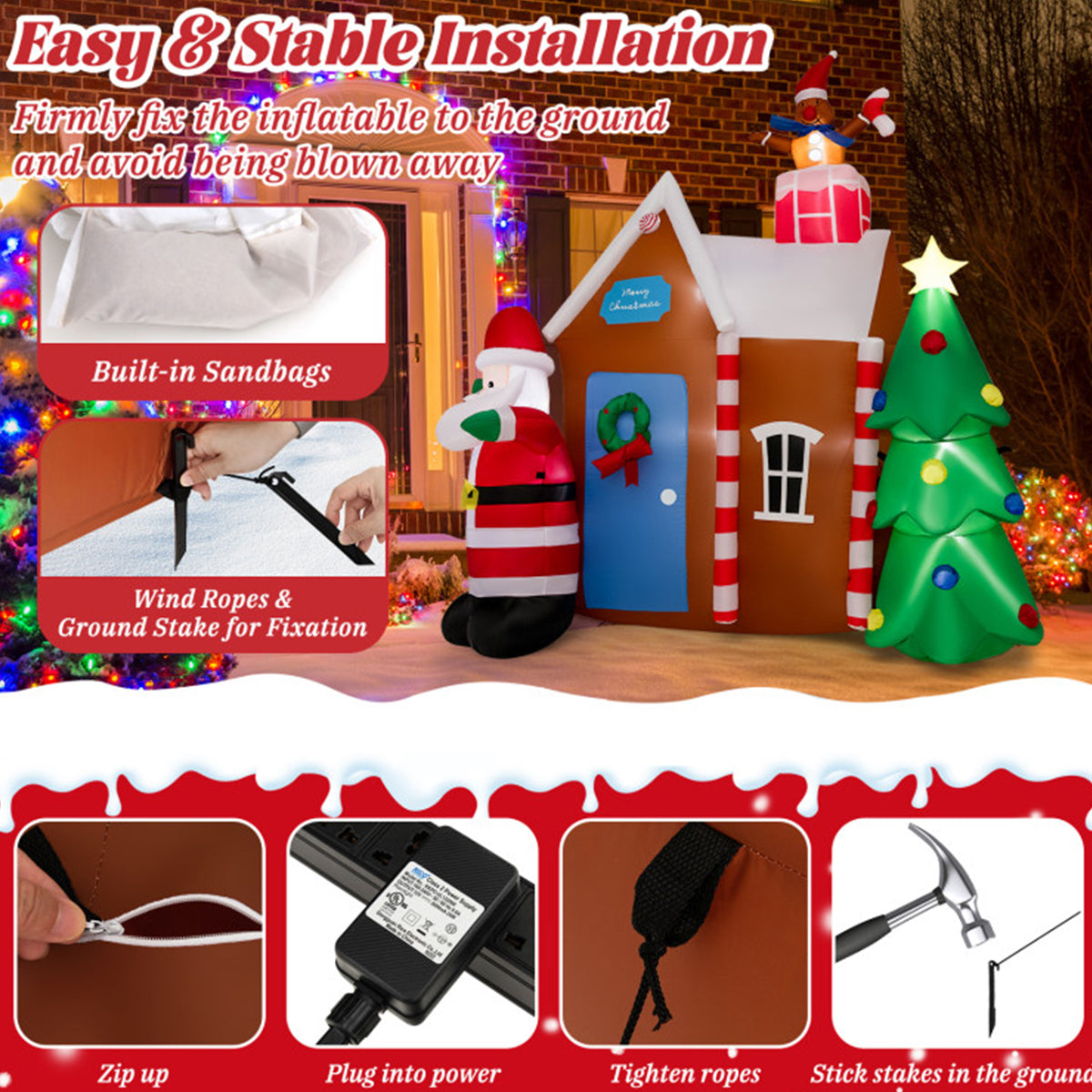 7' Inflatable Christmas Gingerbread House