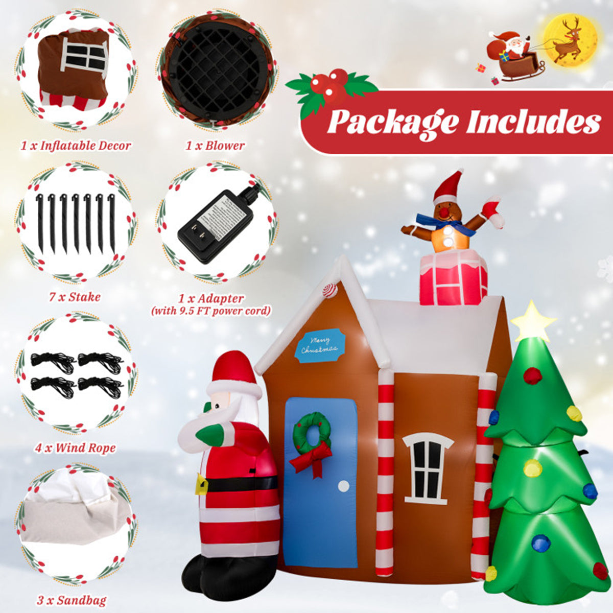 7' Inflatable Christmas Gingerbread House