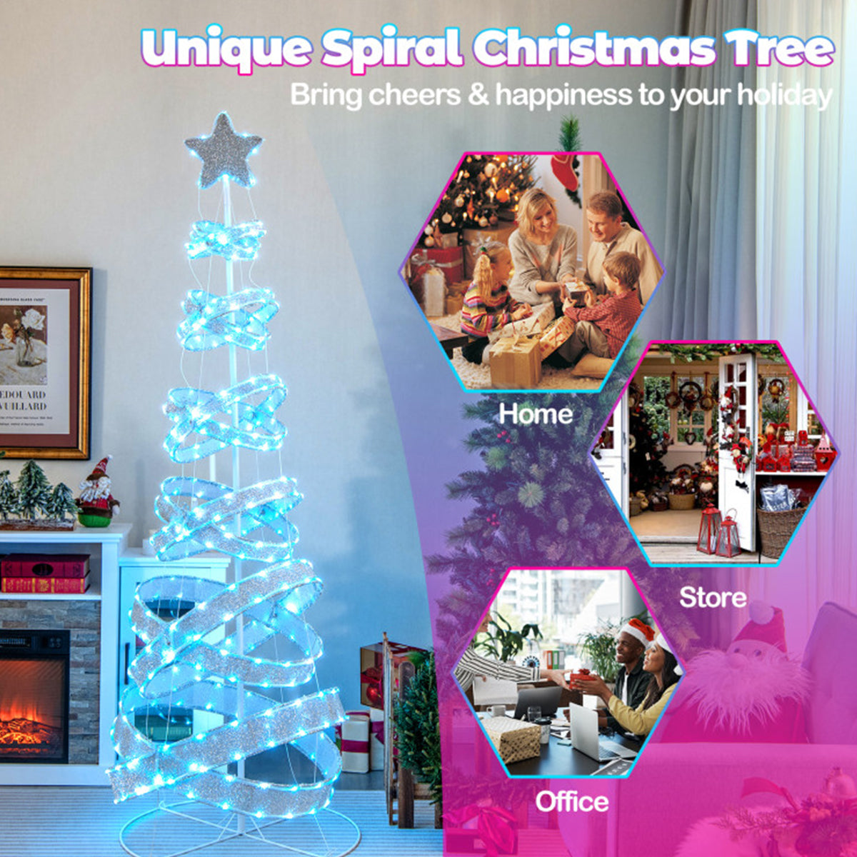 7 Fuß (ca. 2,13 m) beleuchteter  spiralförmiger Weihnachtsbaum als Dekoration