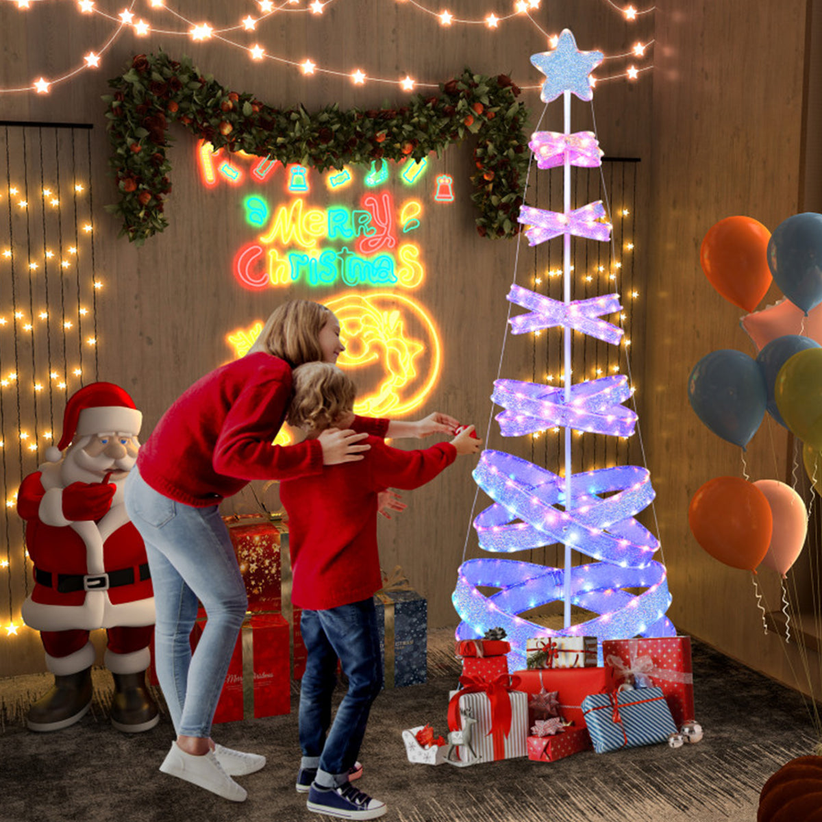 7 Fuß (ca. 2,13 m) beleuchteter  spiralförmiger Weihnachtsbaum als Dekoration