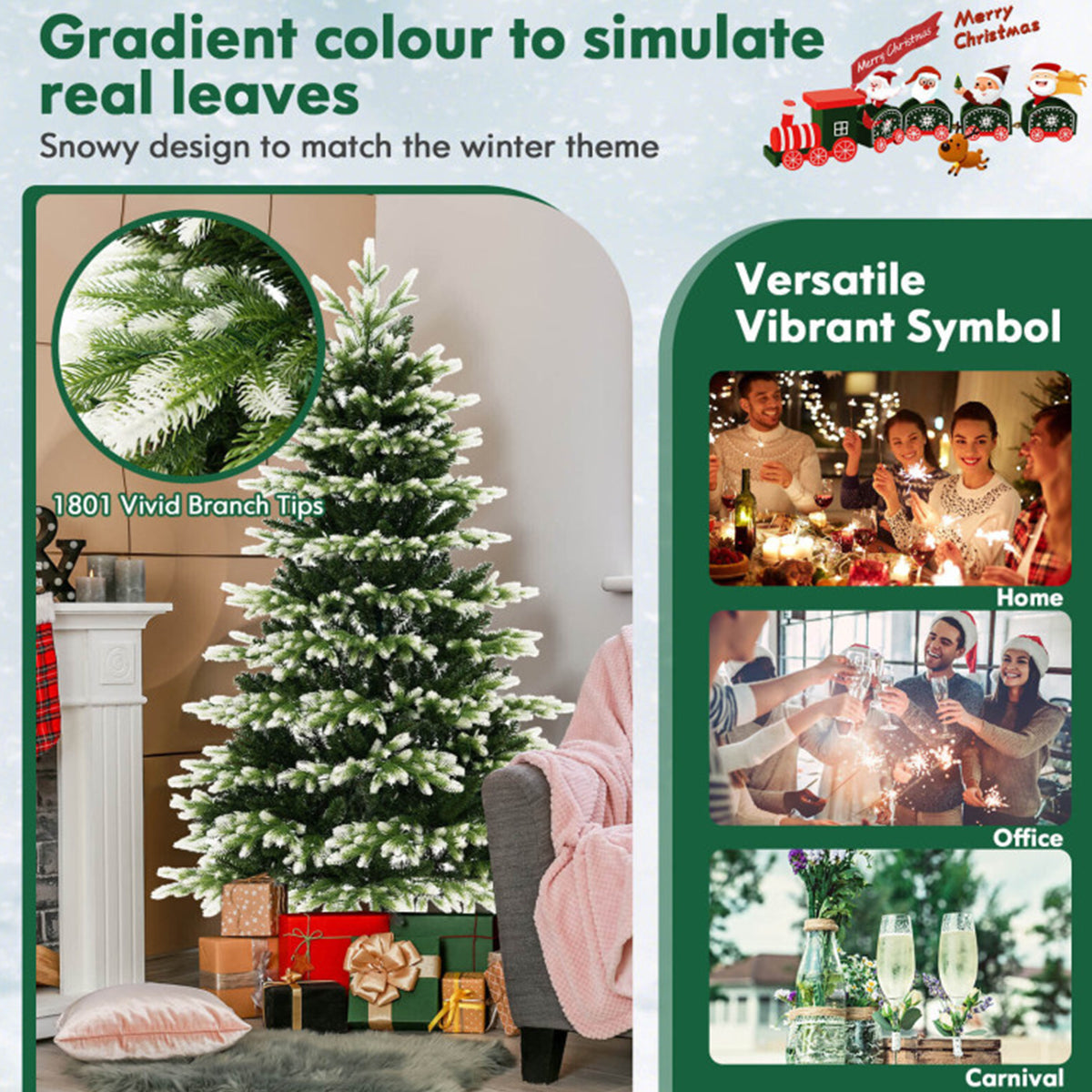 Snowy Tipped Pre-Lit Hinged Christmas Tree with Remote Control