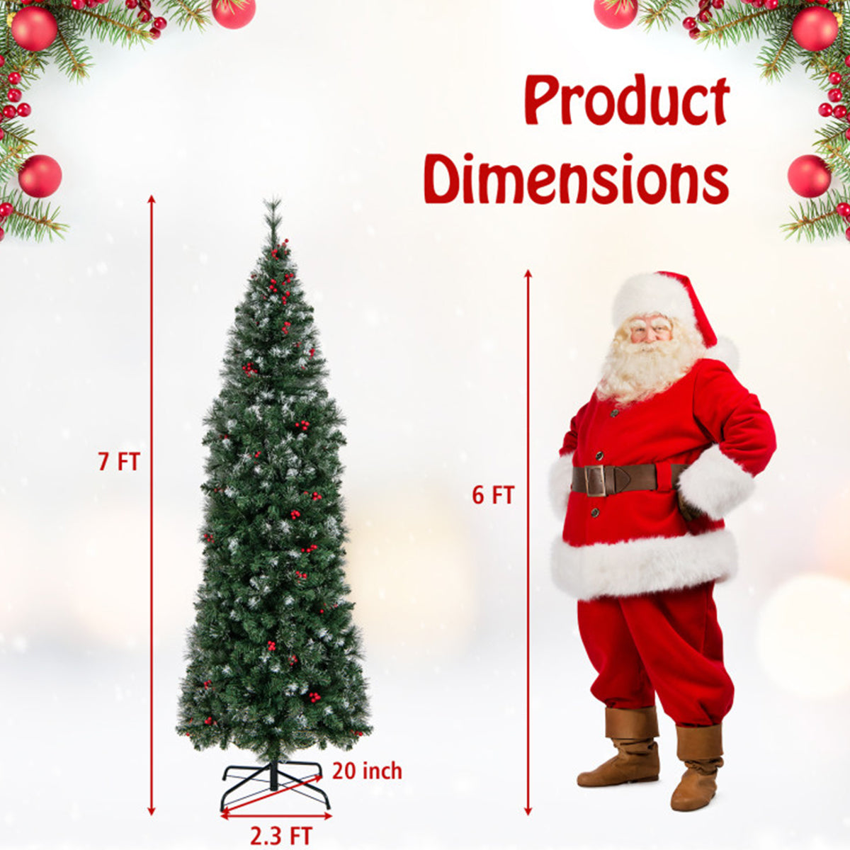 Pre-Lit Artificial Hinged Pencil Christmas Tree
