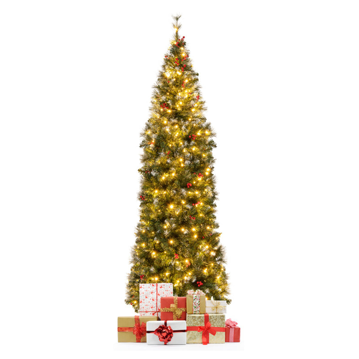 Pre-Lit Artificial Hinged Pencil Christmas Tree