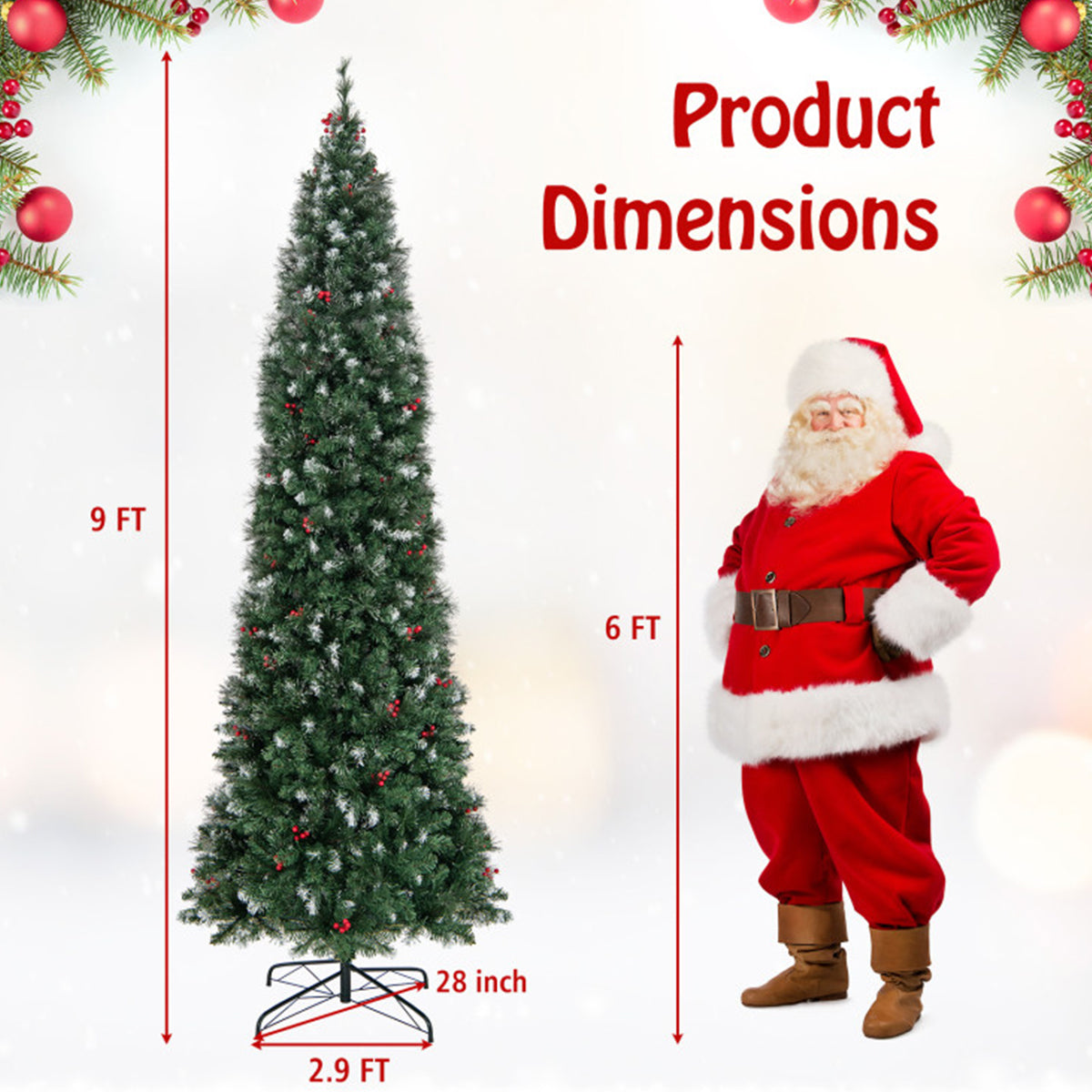 Pre-Lit Artificial Hinged Pencil Christmas Tree