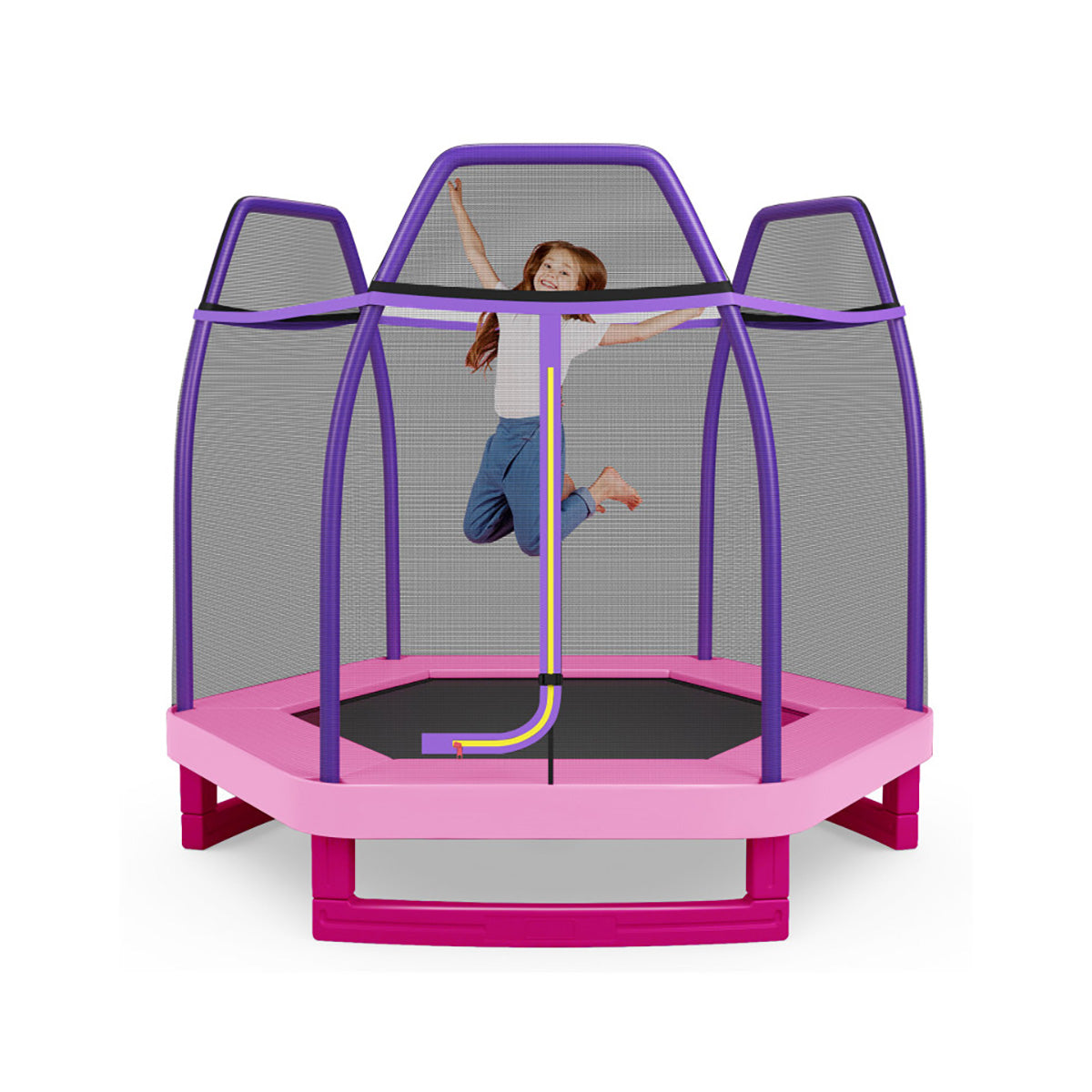 7' Kids Bounce Jumper Trampoline with Enclosure