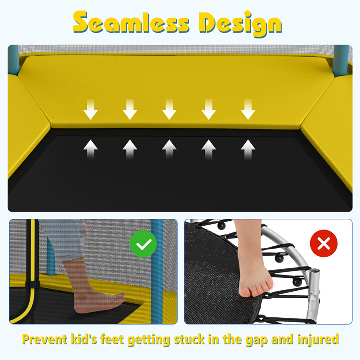 7' Kids Bounce Jumper Trampoline with Enclosure
