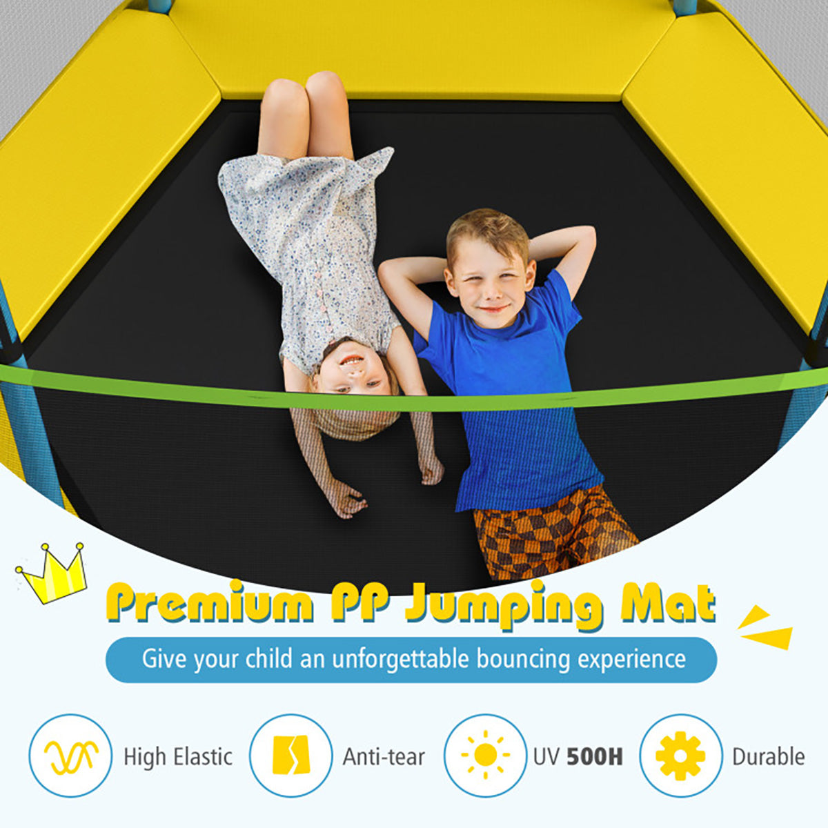 7' Kids Bounce Jumper Trampoline with Enclosure