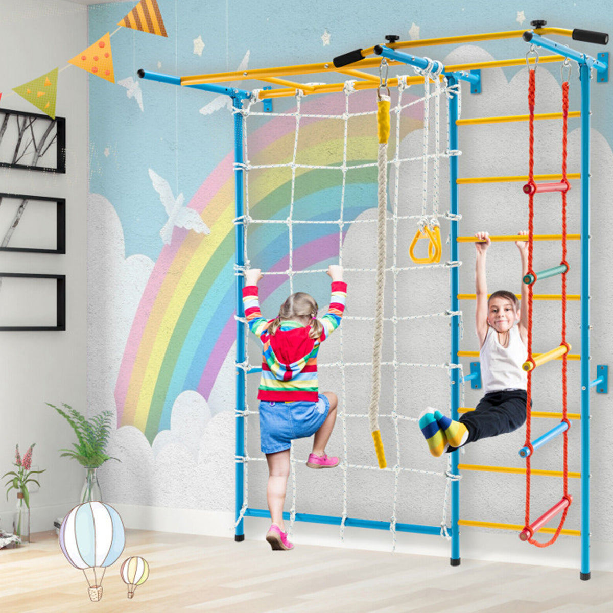 7-in-1 Kinder-Sprossenwand-Set für den Innenbereich