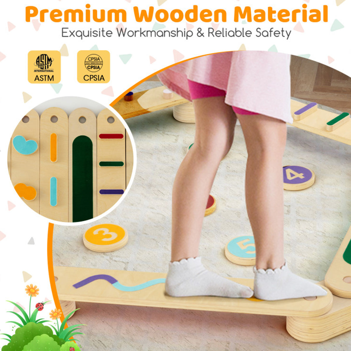 Montessori Balance Beam Set with Stepping Stones