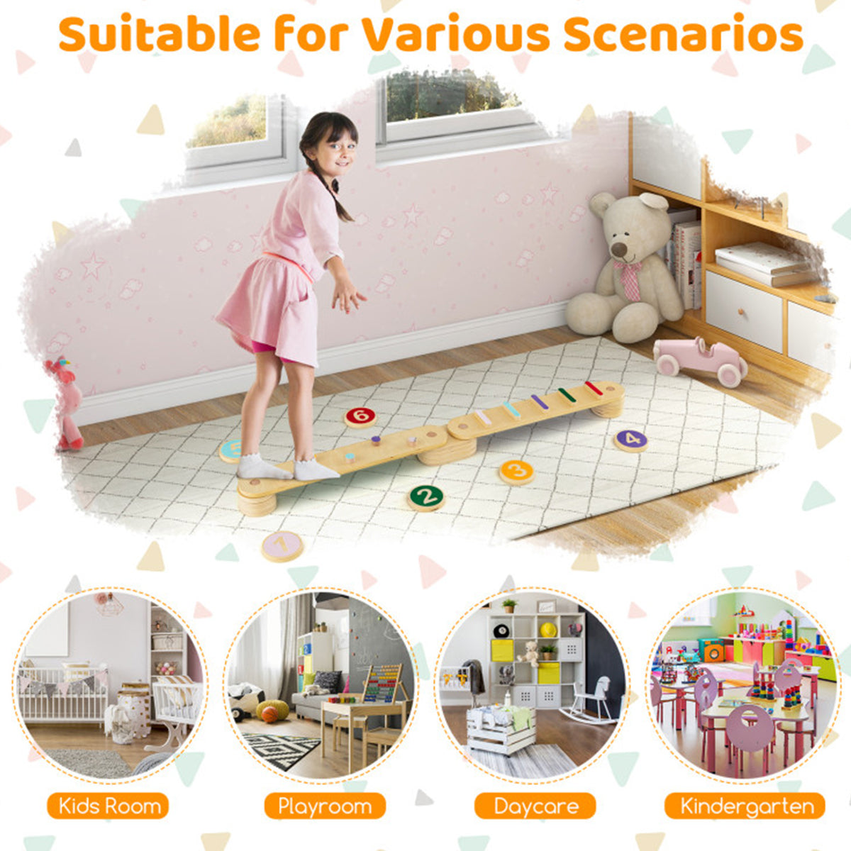 Montessori Balance Beam Set with Stepping Stones