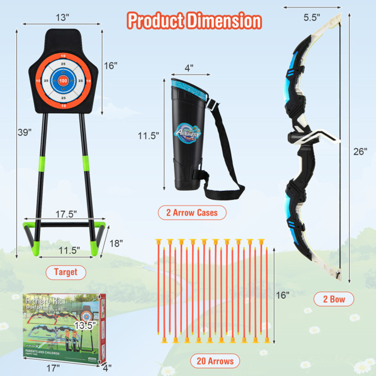 Kids LED Archery Bow Set with Suction Cup Arrows