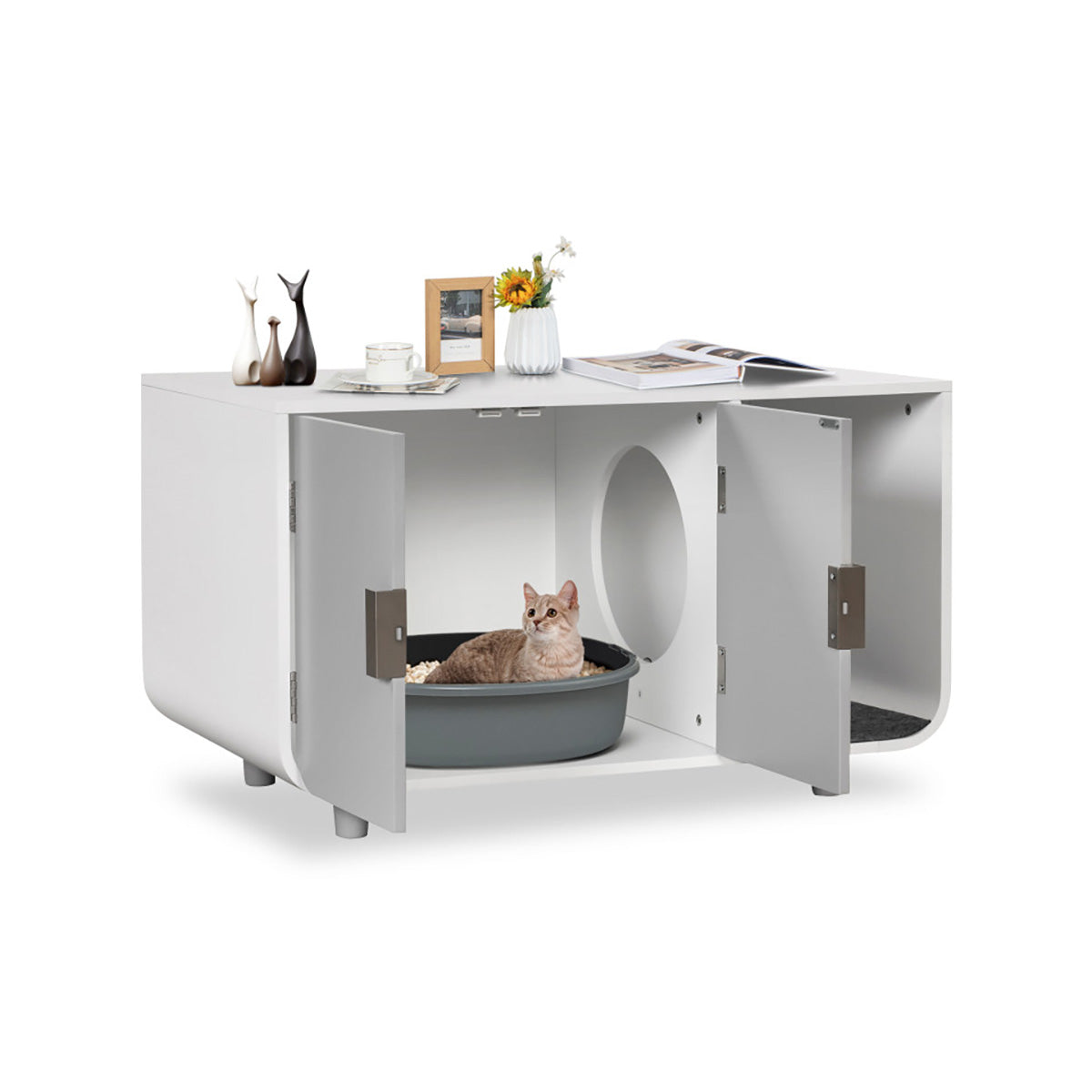 Mueble sanitario para gatos con tapete removible