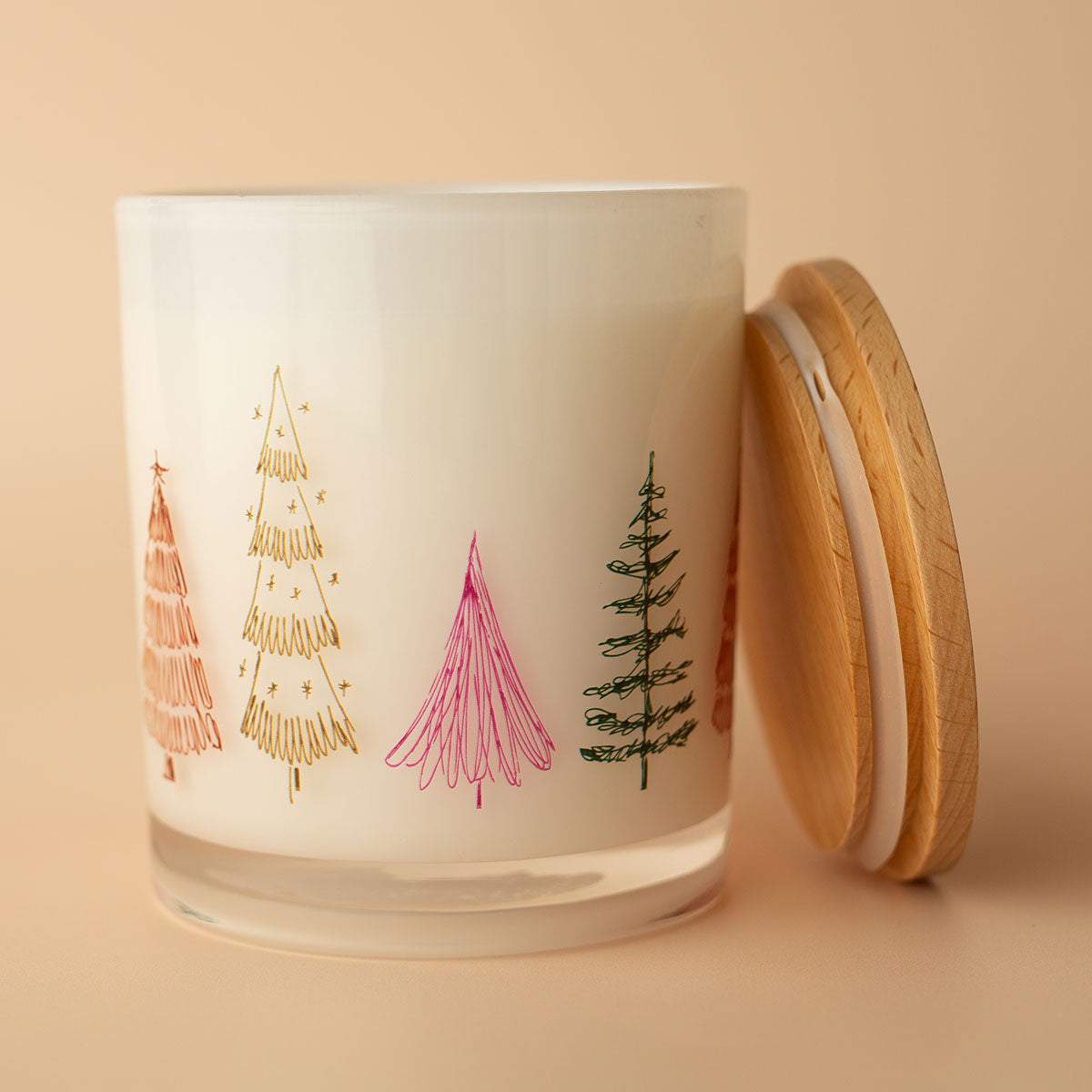 Weihnachtskerze mit Aufdruck – Festliches Tannenbaum-Motiv