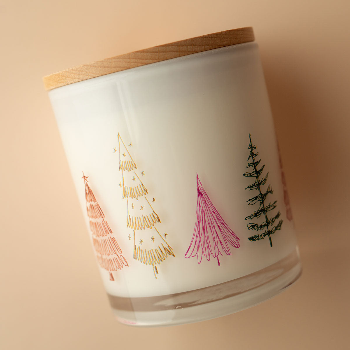 Weihnachtskerze mit Aufdruck – Festliches Tannenbaum-Motiv