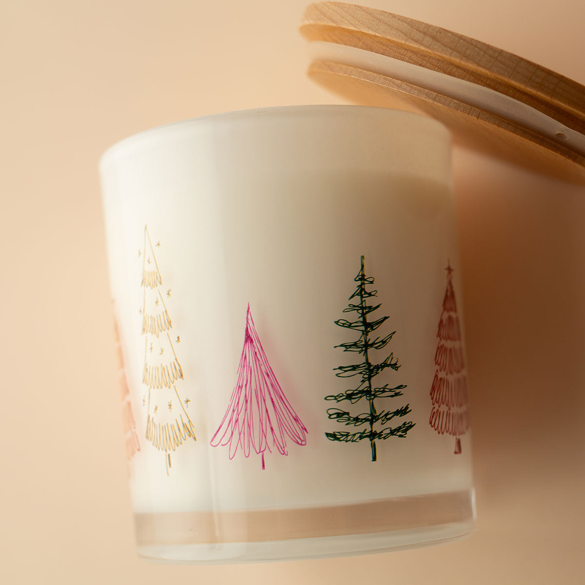Weihnachtskerze mit Aufdruck – Festliches Tannenbaum-Motiv