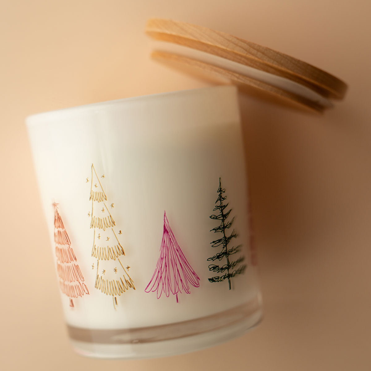 Weihnachtskerze mit Aufdruck – Festliches Tannenbaum-Motiv