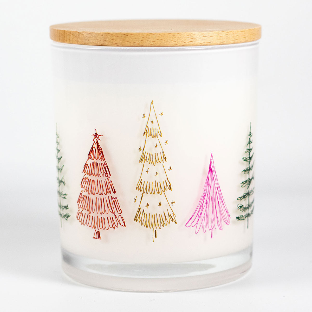 Weihnachtskerze mit Aufdruck – Festliches Tannenbaum-Motiv