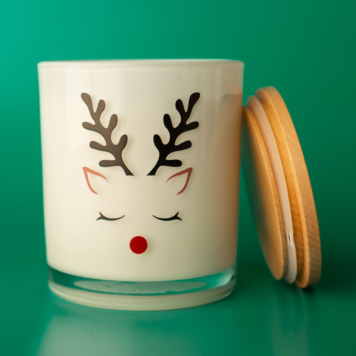 Weihnachtskerze mit Aufdruck – Rentier