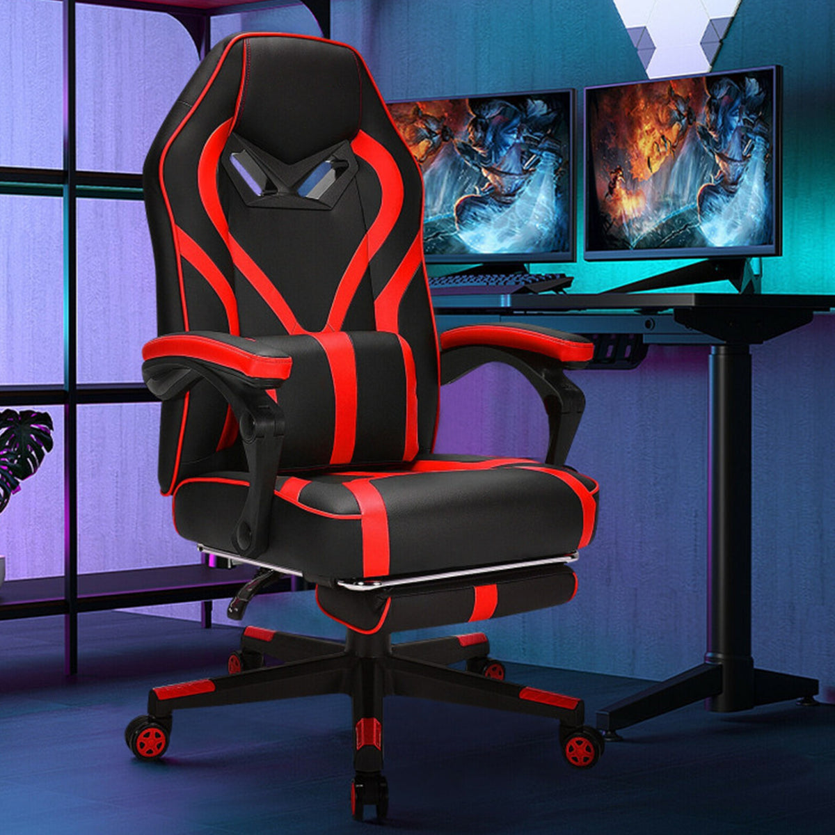 Silla gaming estilo carreras con soporte lumbar de masaje