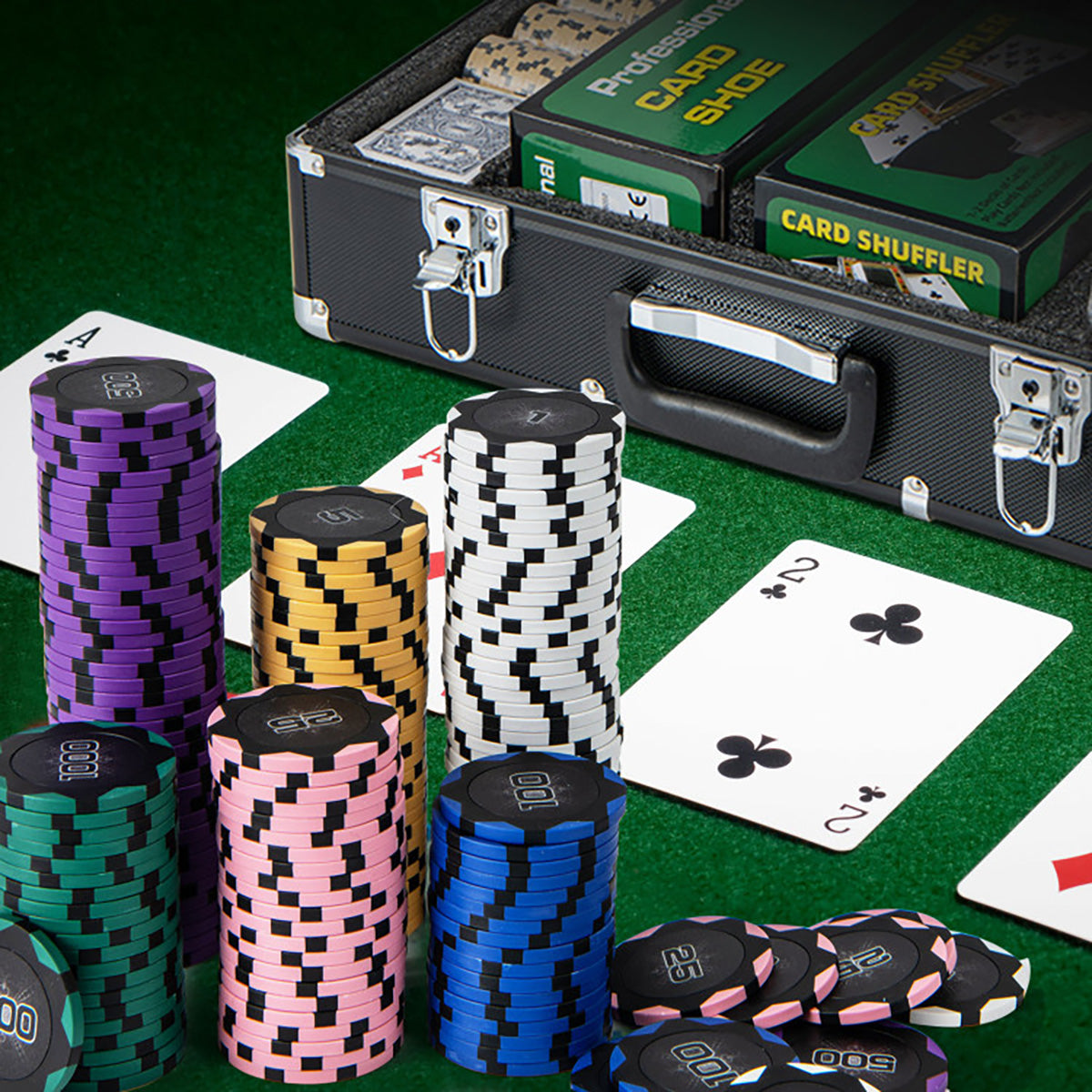 600-delige pokerset met fiches en spelaccessoires