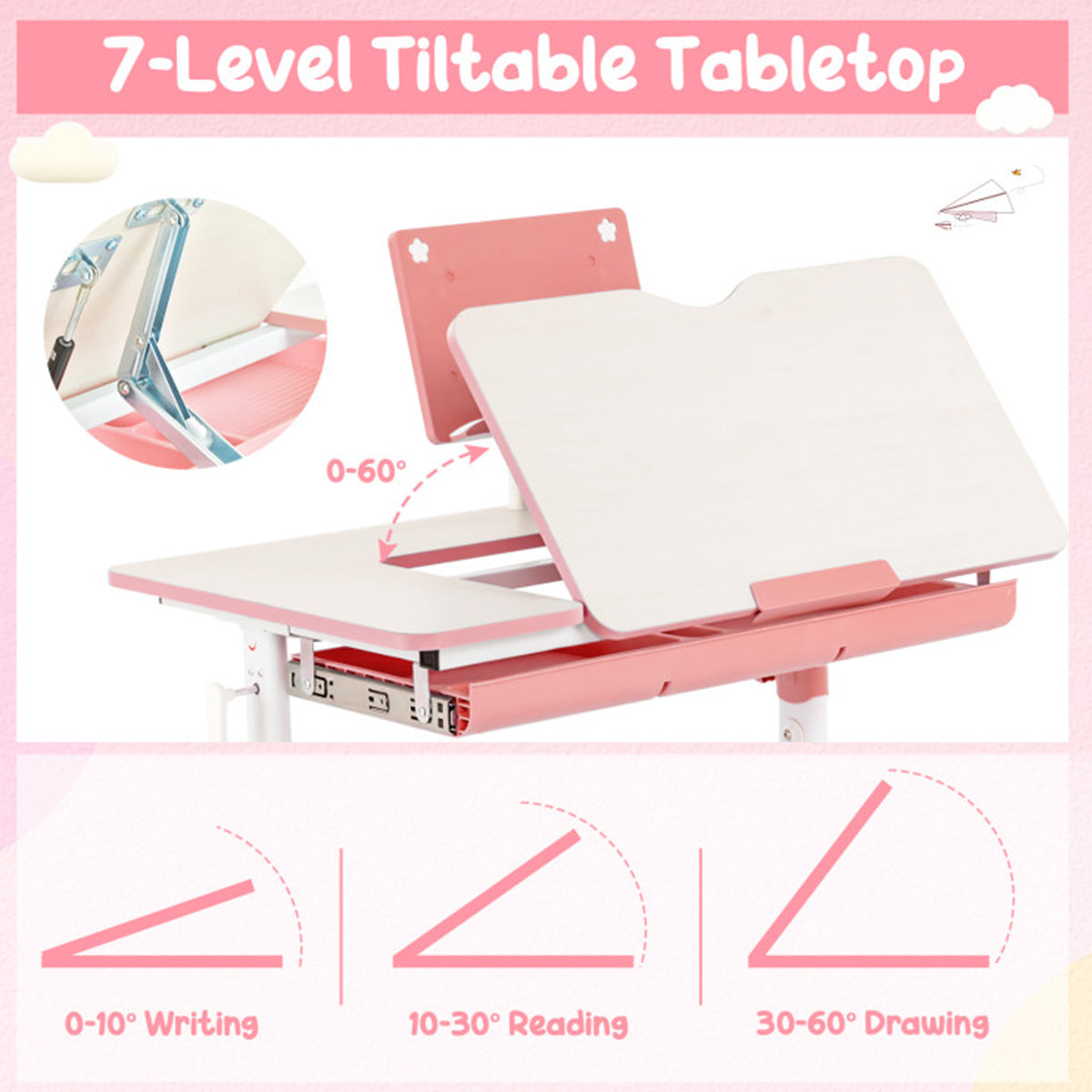 Height-Adjustable Kids Desk and Chair Set
