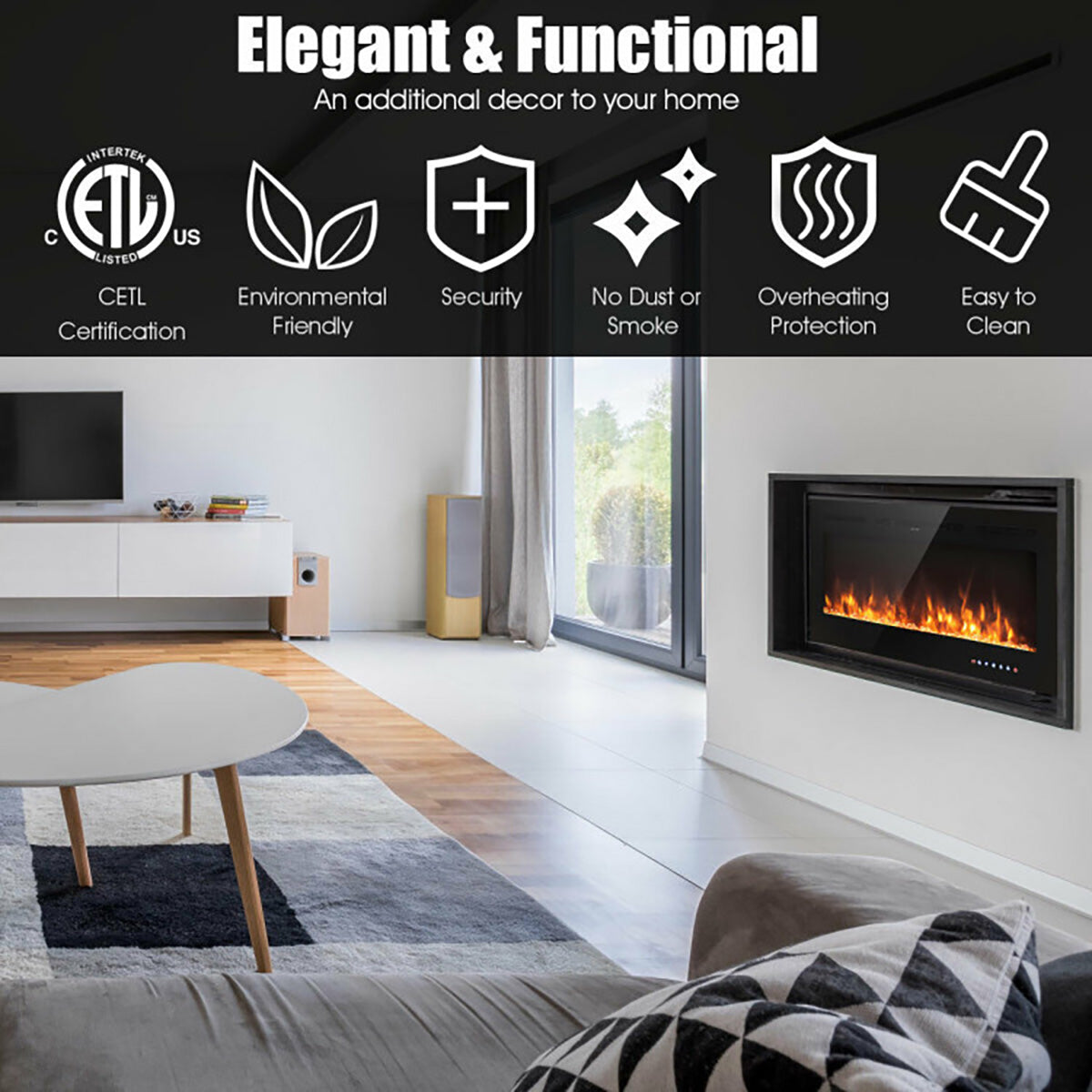 Chimenea eléctrica empotrable de 40''