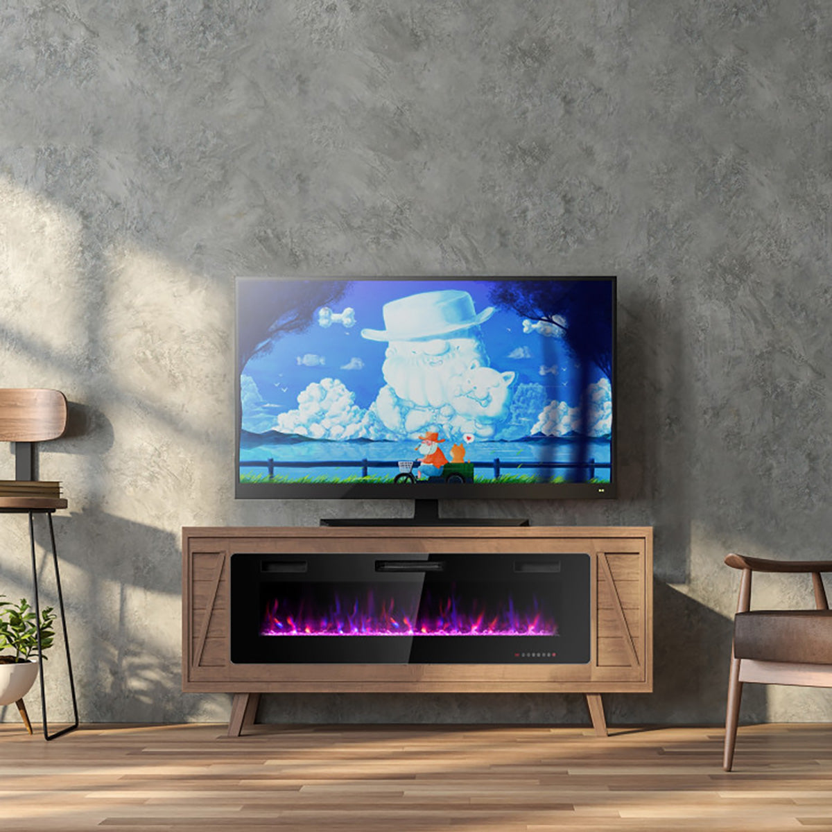 60'' ultraflacher elektrischer Kamin zum Wandeinbau oder zur Wandmontage