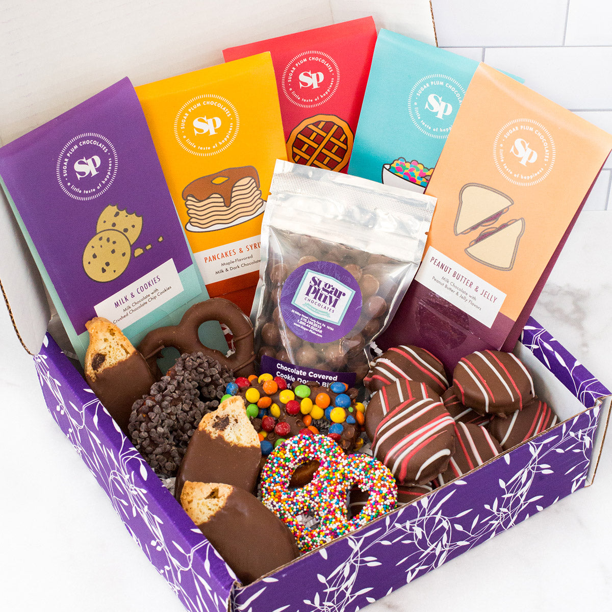 Caja de regalo de barras de chocolate nostálgicas Sugar Plum