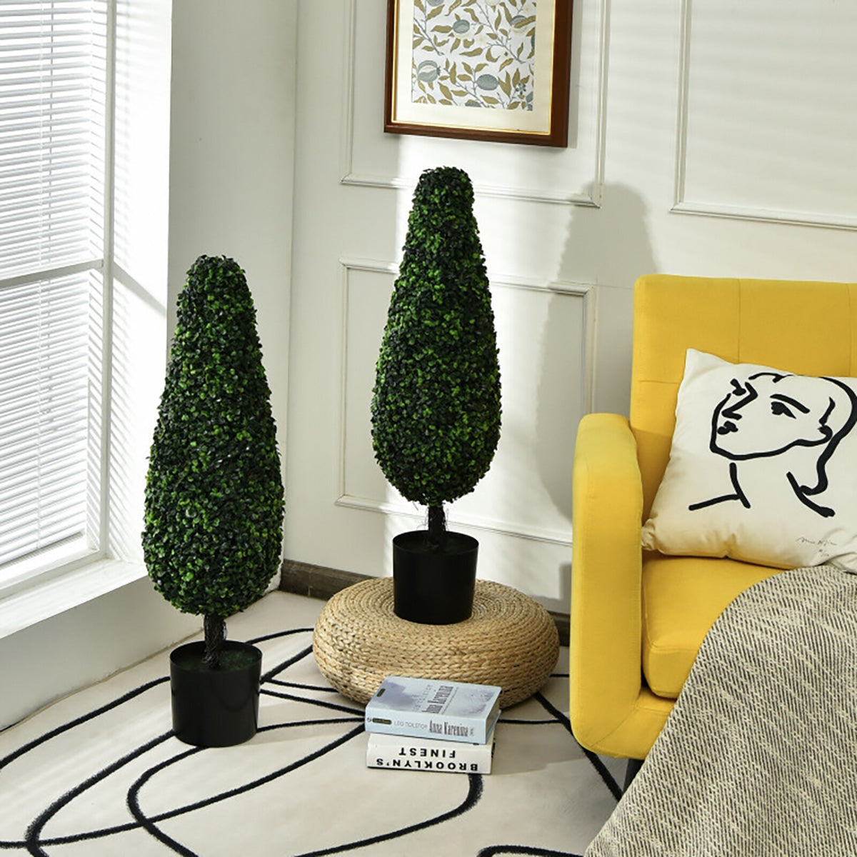3 ft kunstmatige buxus-torenplanten (set van 2)
