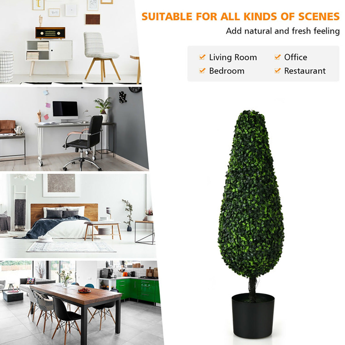 3 ft kunstmatige buxus-torenplanten (set van 2)