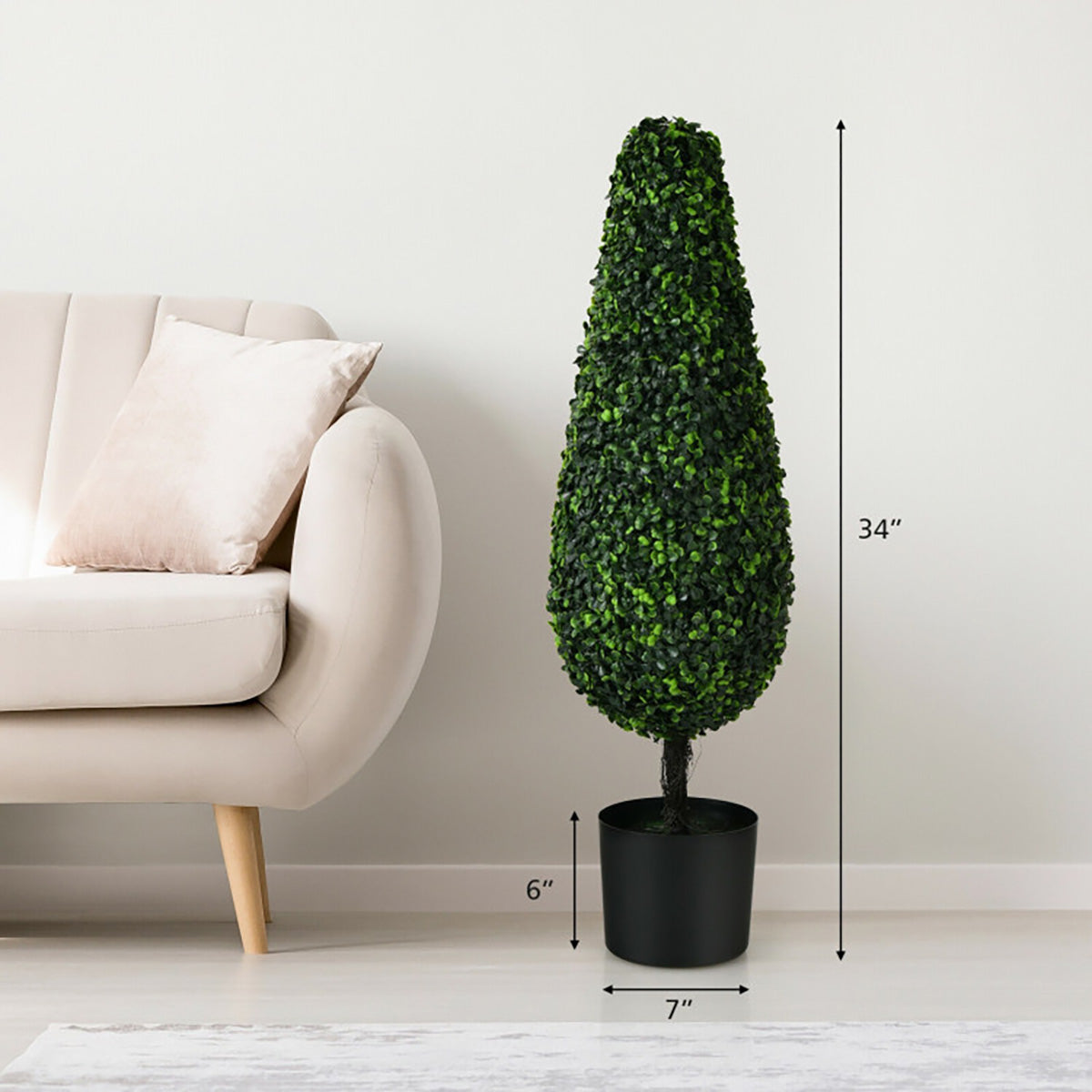 3 ft kunstmatige buxus-torenplanten (set van 2)