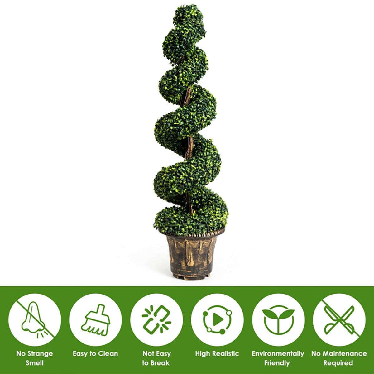 4' Artificial Boxwood Spiral Topiary Trees (Set of 2)
