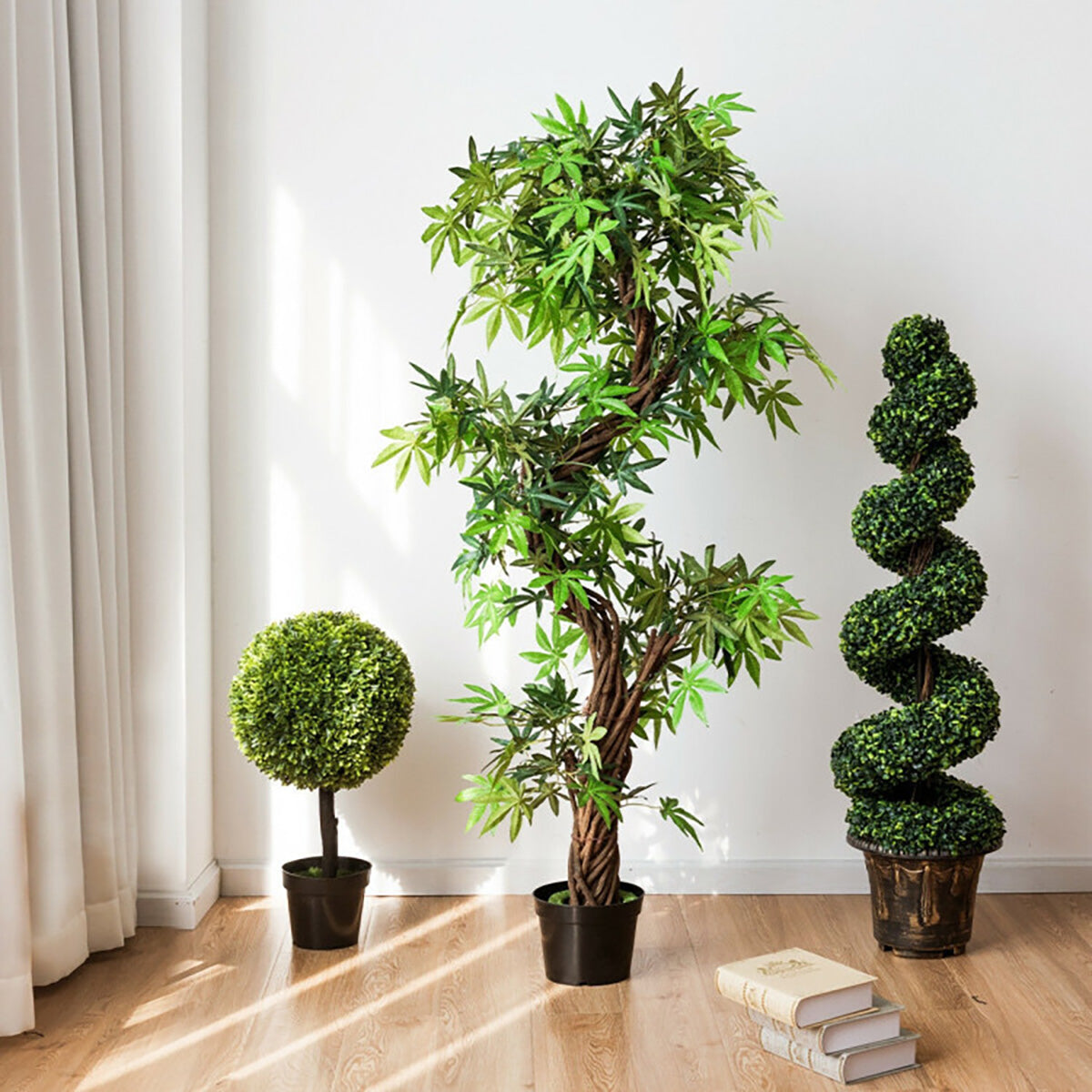 4' Artificial Boxwood Spiral Topiary Trees (Set of 2)